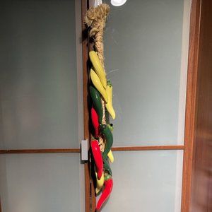 Ceramic Jalapeño Chili Pepper Ristra Hanging Hand Painted Southwestern Decor